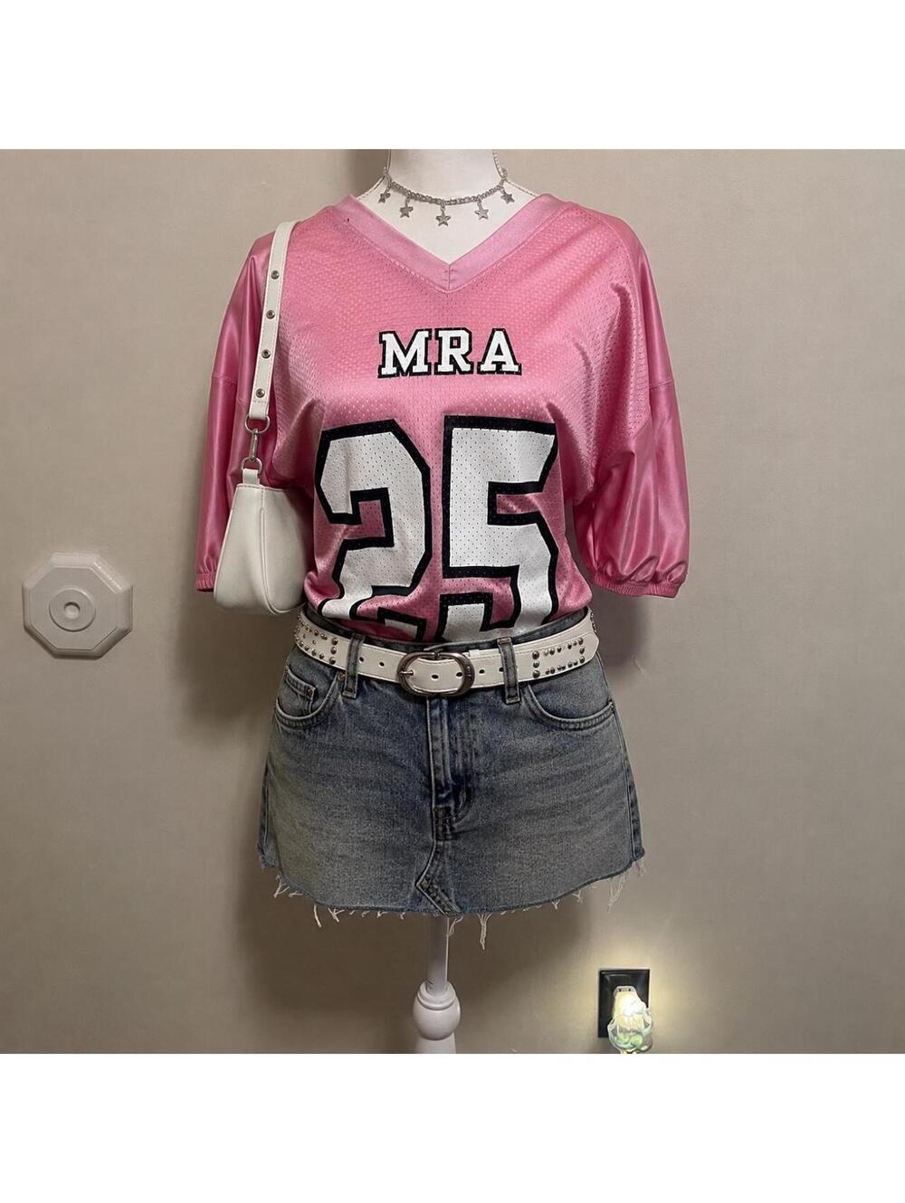 Vintage All-Star Athletic Pink Football Jersey 25 MRA Y2K Style Size L